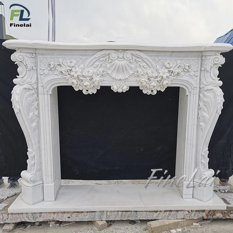 Finelai classical design Georgian gothic cultured marble fireplace mantel