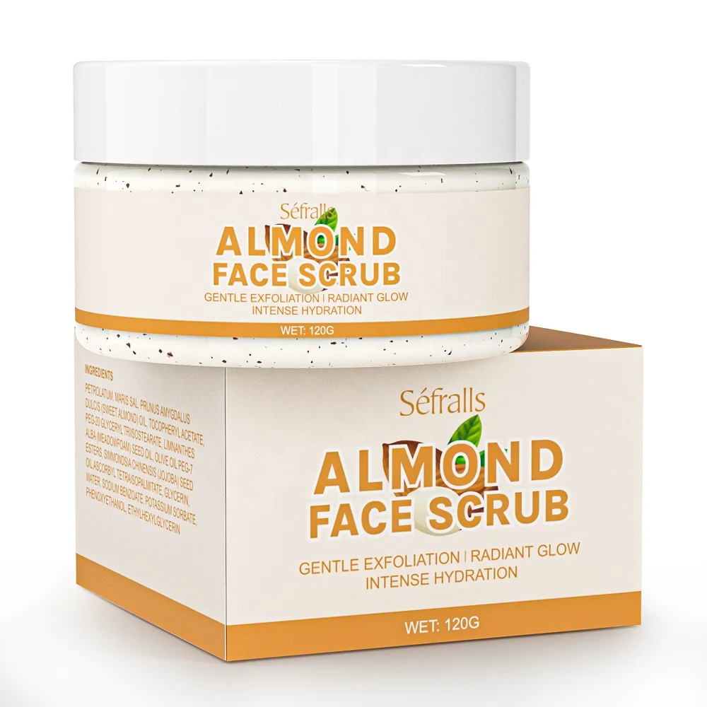 2024 Best New Style Natural OEM ODM Exfoliation Gentle Exfoliation Almond Organic Face Scrub