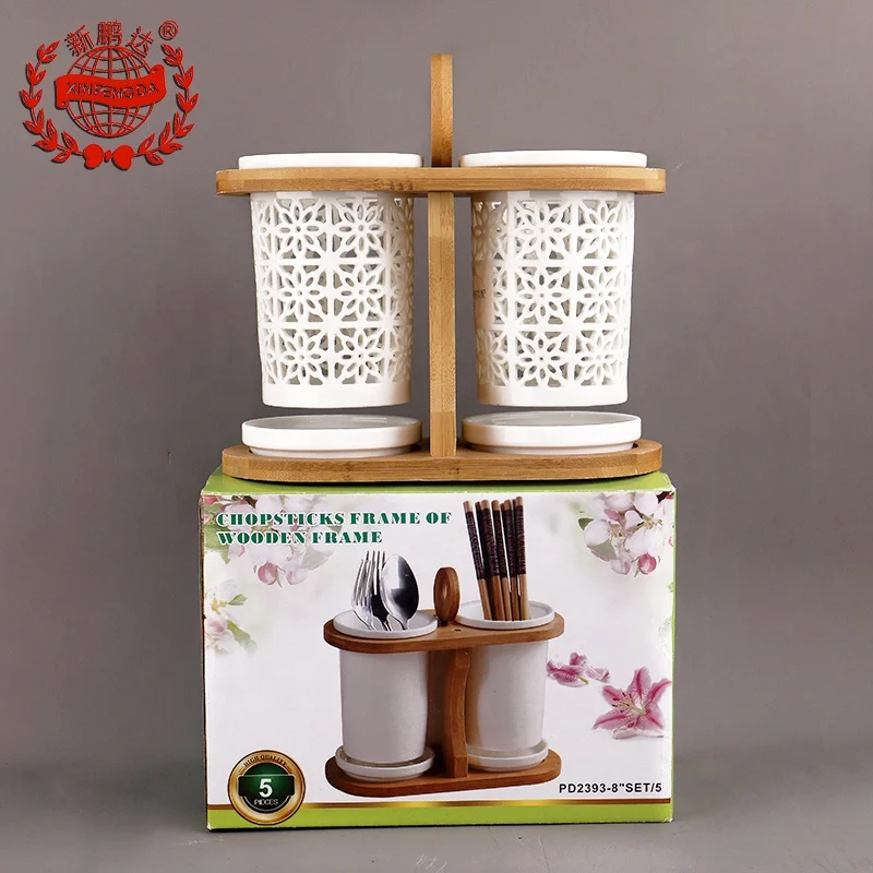 Лидер продаж держатели для кухонных принадлежностей высокого качества керамические палочки с вырезами держатель ложек