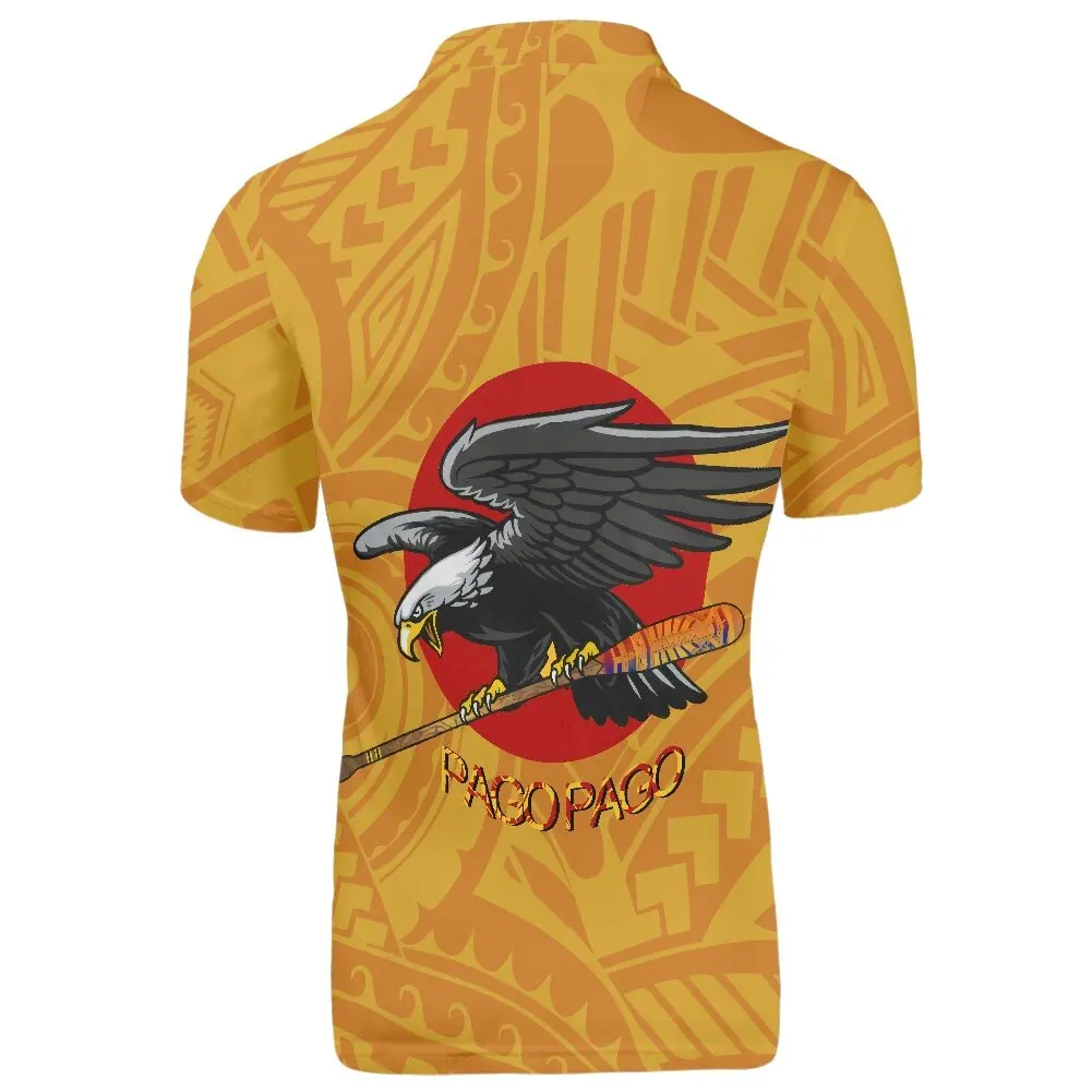 Yellow Samoa tattoo and eagle design cool summer men classic high quality fashion comfort plus-size custom POLO short sleeves