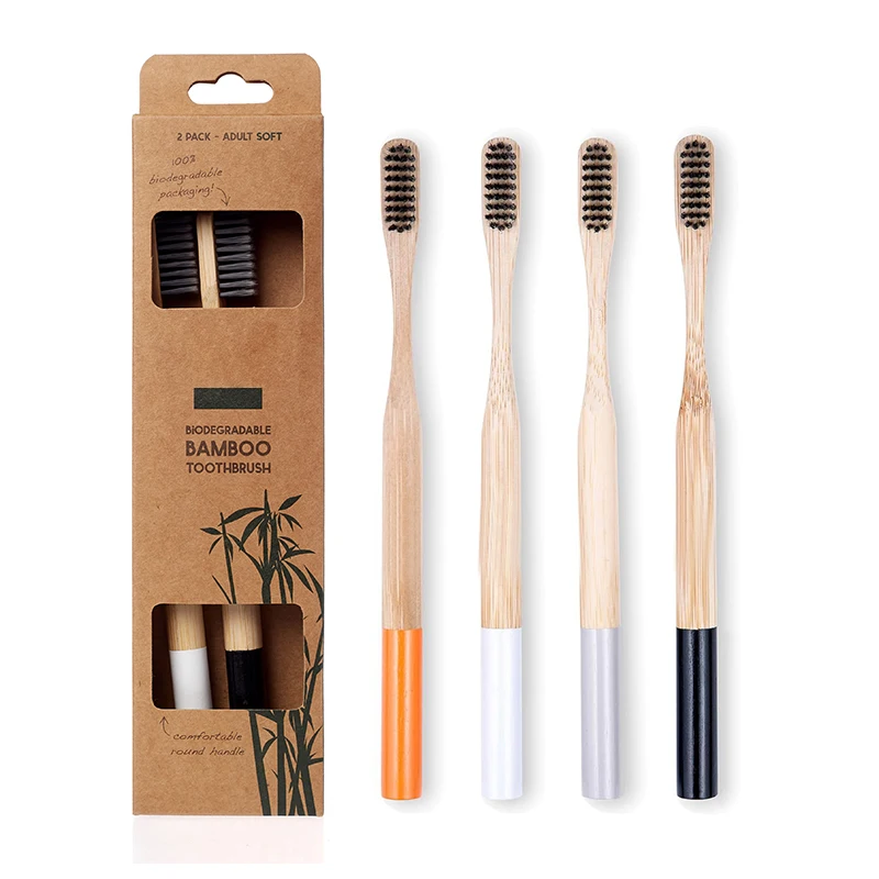 100% Biodegradable Charcoal Bamboo Toothbrush Recyclable Adult Medium Bamboo Toothbrush Cheapest Toothbrush