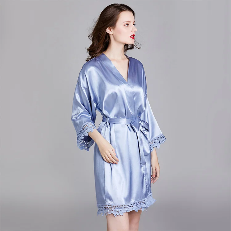 Pajamas Women Spring And Summer Long Sleeve Plus Size Silk Home Yukata Robe Bathrobe