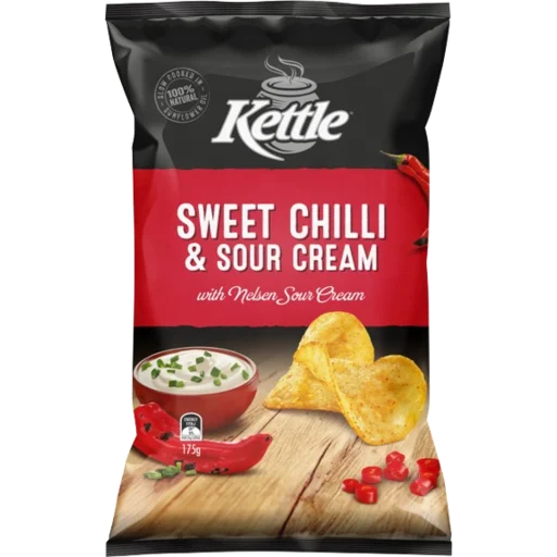 
Kettle sweet chilli & sour cream chips potato fried vegetable snack 175g 