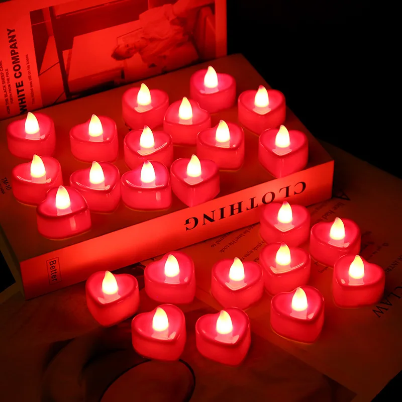 Valentine Day Heart Shape LED Tealight Candles Romantic Love LED Candles Candles with Battery