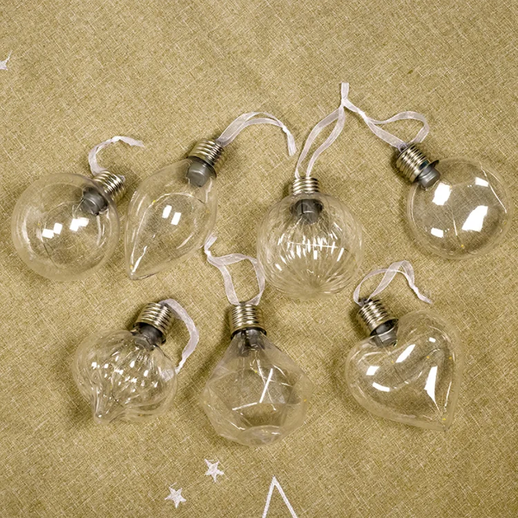 Lighted Christmas Balls Ornaments LED Lights Bulbs Transparent Hanging Shatterproof Balls Fillable Decorations for Xmas Tree
