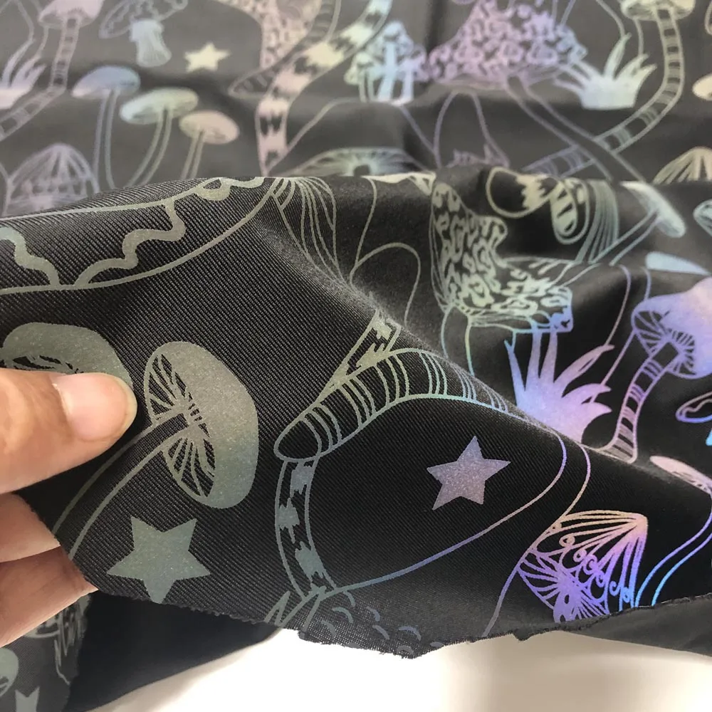 Custom printed spandex fabric rainbow reflective fabric for fashion suit