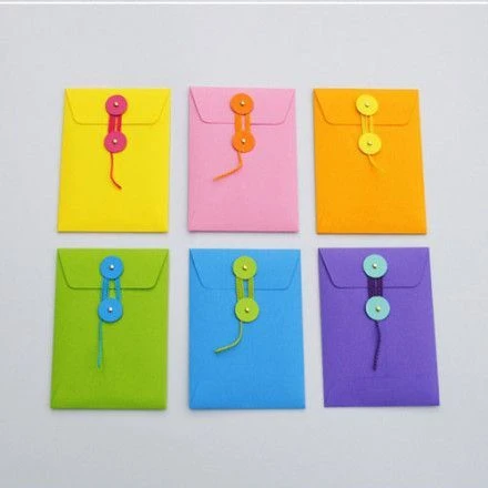 decorative handmade colorful envelope small size button string envelope
