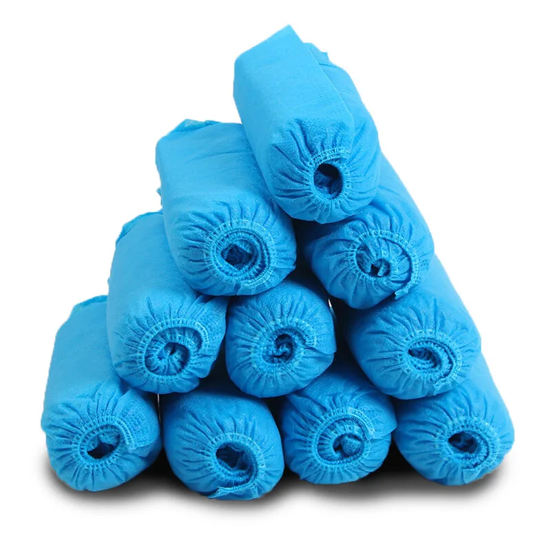 SPP No-slip Pattern 15*40cm Blue Plastic Shoe Cover with Double Elastic