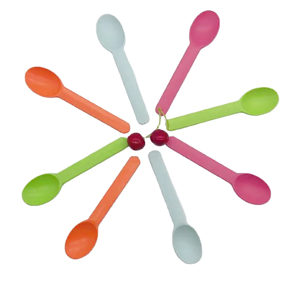 High Quality Biodegradable Cornstarch 15 cm spoon for  Ice Cream yogurt pudding