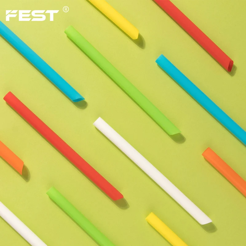 FEST Different Fold Disposable Straw Colorful Drinking Straw Milk Tea Food Grade Suck Bubble Tea Straw for drink