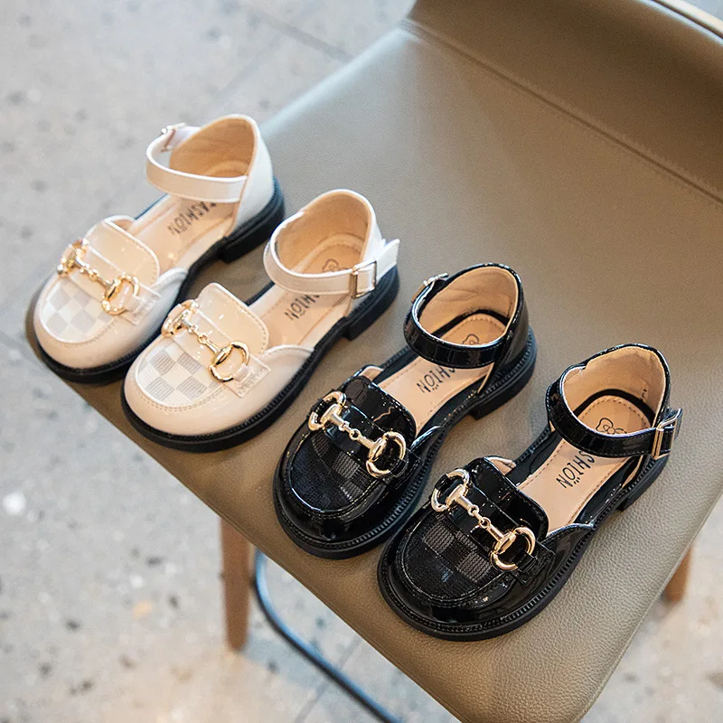 Girl Single Shoes 2024 Spring Summer New Little Girls Princess Shoes Children Leather Shoes