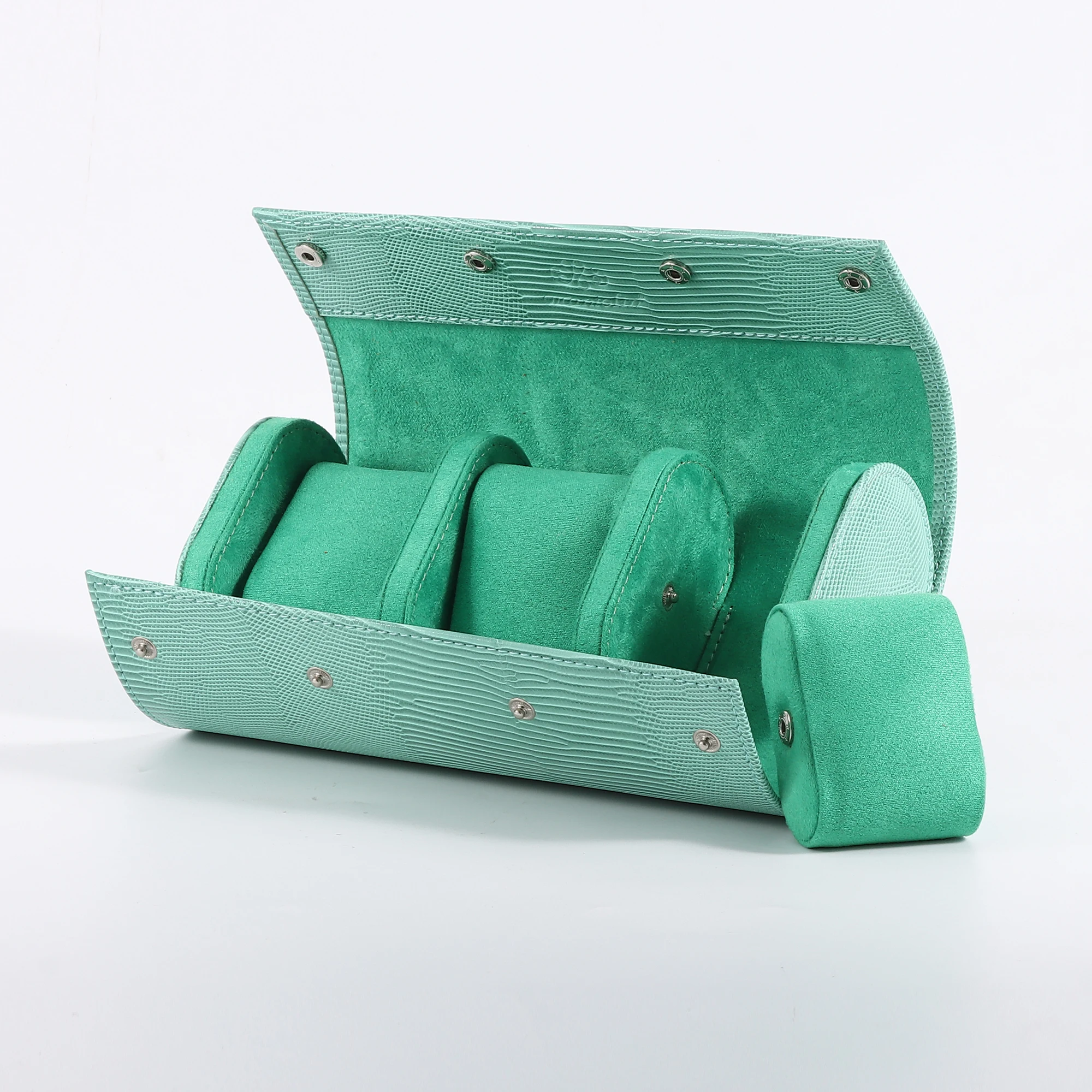 Luxury 3-Slot PU Leather Watch Roll Case with Custom Logo Luxury Storage Box for Travel and Watch Bands