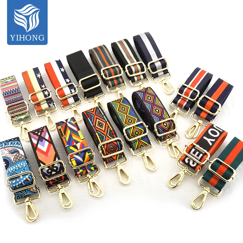 for Custom Adjustable Polyester Shoulder Crossbody Nylon Wide Handbag Handle Single Web Woven Leopard Print Logo Belt Bag Strap