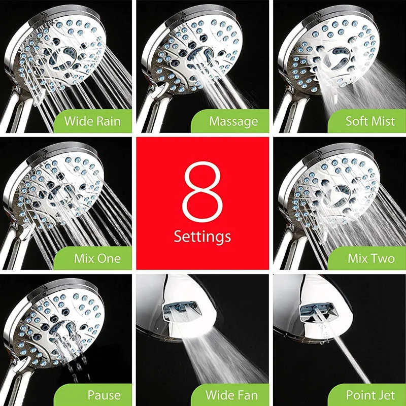 Luxurious Stone System Ionic Water Saving Pressureized High Pressure Mineral Set Hand Held Filter Shower Heads