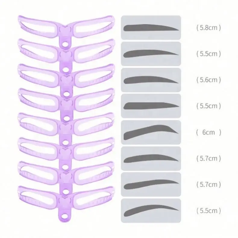  8 in1 Reusable Eyebrow Shaping Template Helper Stencils Kit Grooming Card Defining Makeup
