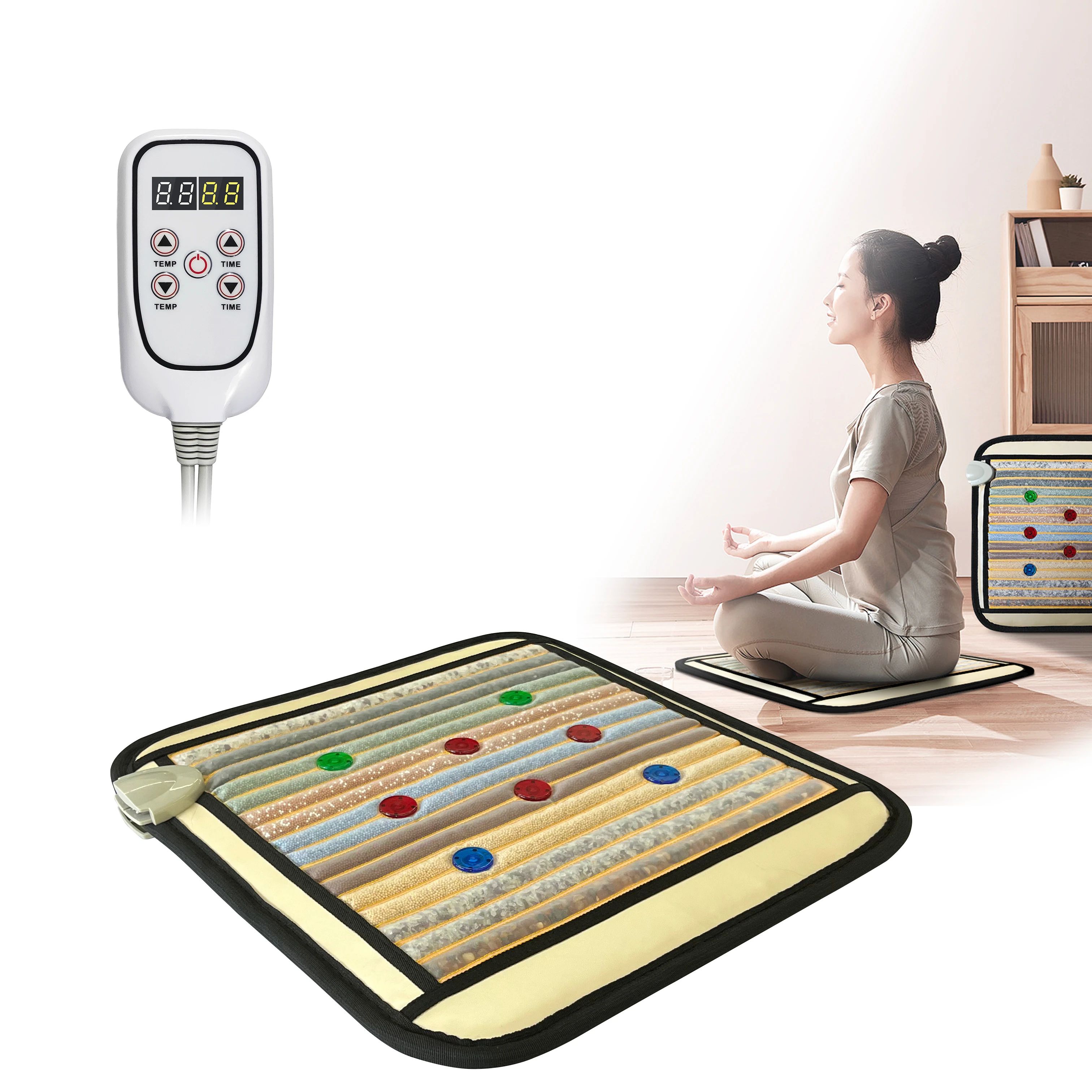 New Product 2024 Popular Pink Amethyst Heated Thermal Massage Mat Mattresses For Sale Crystal Jade Loose Gemstone