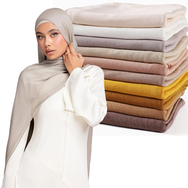 Customized Premium Foulard Scarf Shawl Popular Supplier Turban Champagne Stretchy Modal Scarf  Muslim Hijab