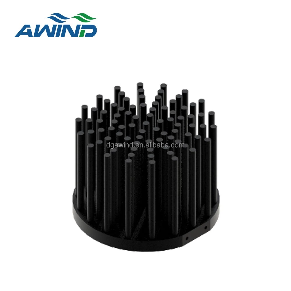 Low power whole sale black anodized aluminium profies round pin fin heatsink for 10w 50w cob led aluminum cold forged heat sink