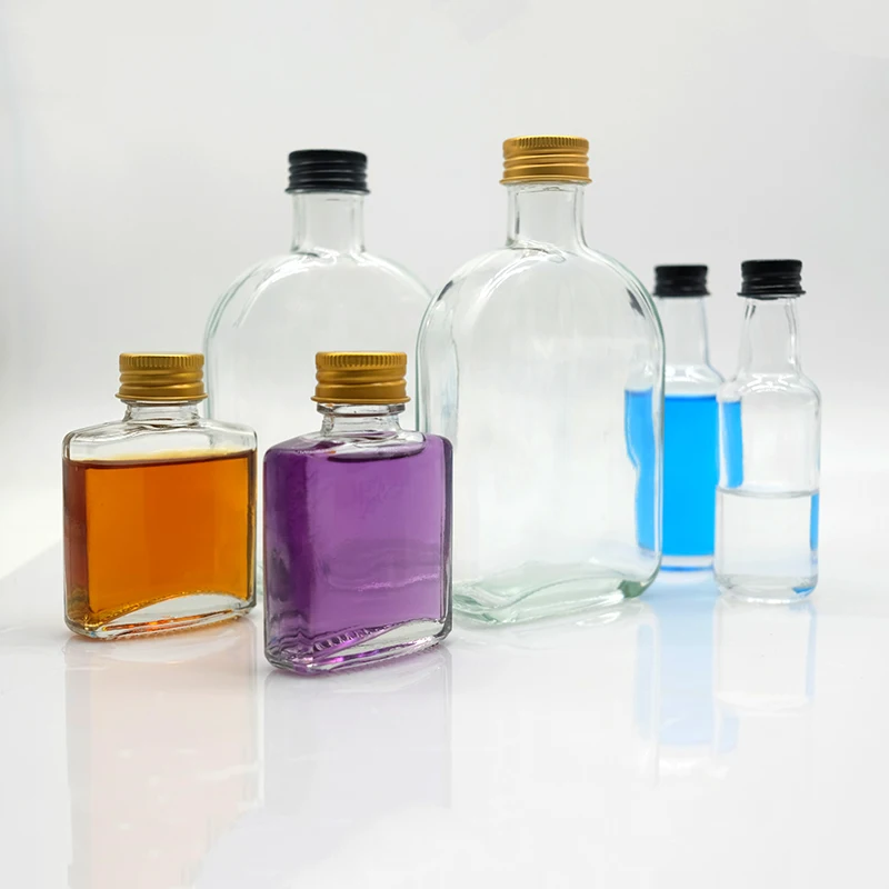 5cl 50 мл маленькая квадратная стеклянная бутылка для вина с алюминиевой Воздухонепроницаемой крышкой ликера бренди виски хранения винных напитков и контейнера