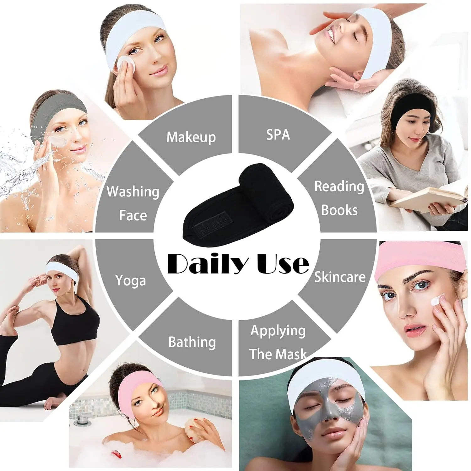 2024 New Design Hair Accessories Magic Tape Makeup Hair Band for Women Custom Logo Skincare Spa Headband for Washing Face