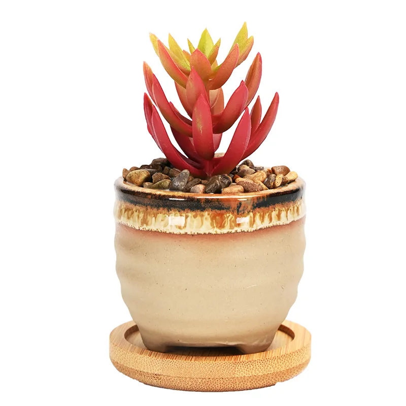 Wholesale Retro Ceramic Small Succulent Planter pot Ceramic Flower Pot Home Office Decor