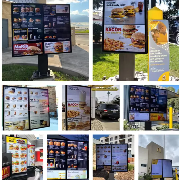 Waterproof Kiosk Touch Order Screen LCD Display smart Menu panel Drive Thru Board Digital Signage Outdoor Standing 55 inch tv