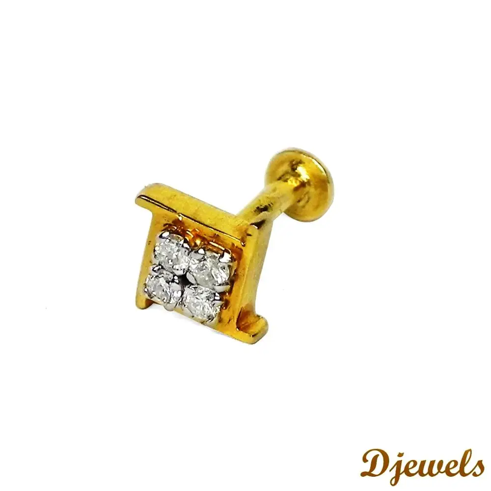 New Year Gift Diamond Nosepin in India IGI & INGEMCO Certified Diamond Nose Pin Yellow Gold Nose Pin at Wholesale Price