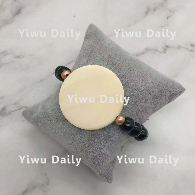 Monogram Wood Disc Wooden Beads Pearl Beaded