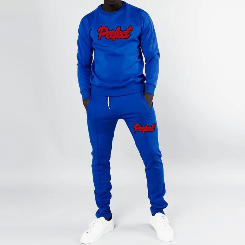 custom Streetwear Chenille Embroidery Winter Joggers Set Men Tracksuits Sweatpants And Hoodie Set