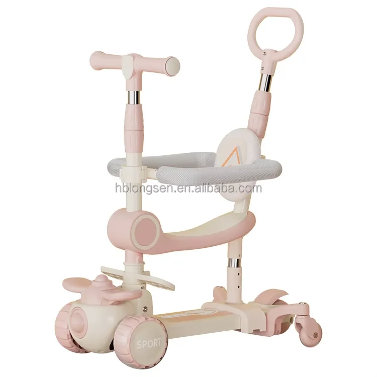 2024 New design for the best-selling 4-in-1 scooter for kids with a push bar and fence