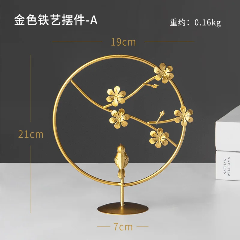 Wholesale luxury living room wine cabinet porch home decorations creative metal craft ins iron leaf ornaments