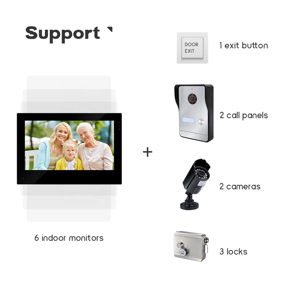 Tuya Video Intercom System 7 Inch IPS Touch Screen 1080P Smart Video Doorbell with Camera for Home