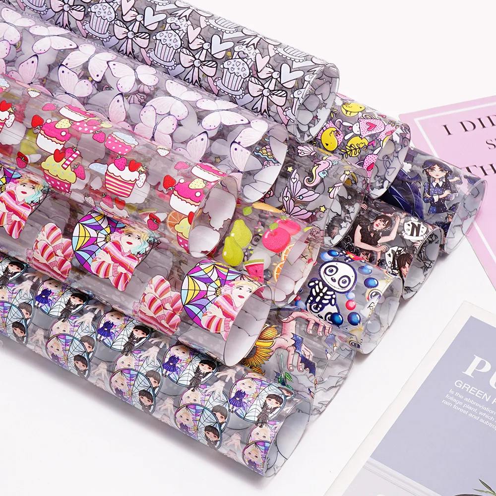 30*120Cm Pvc Leather Synthetic PVC Vinyl Jelly Fabric Transparent Leather For Hairs Accessories DIY Materials