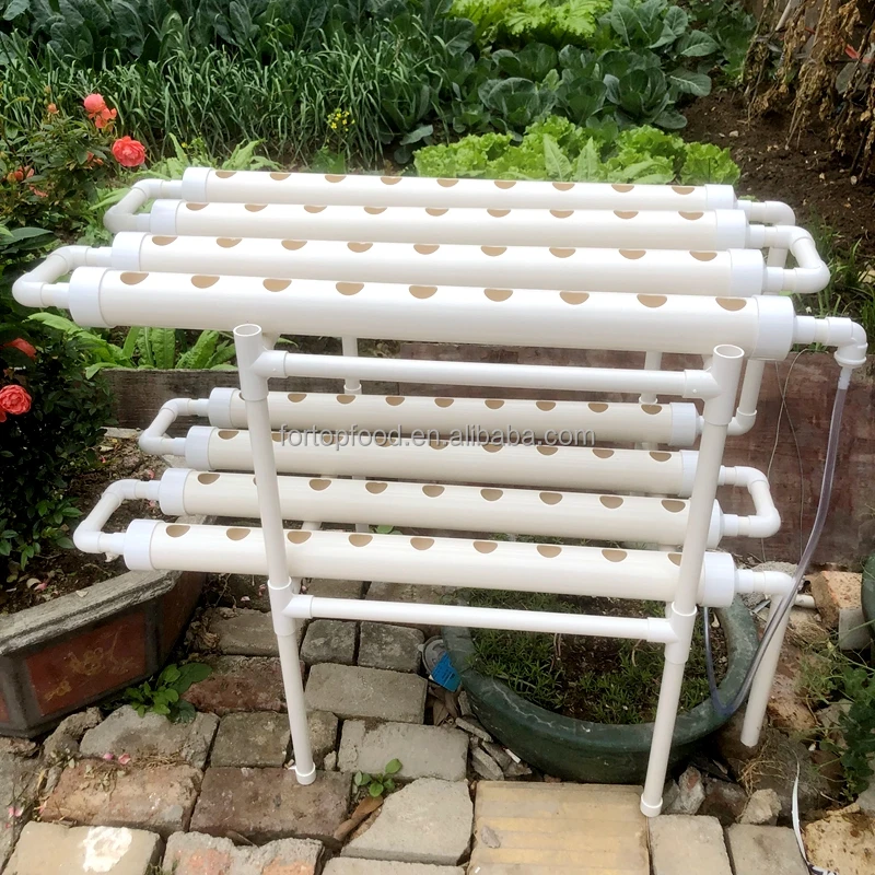 2 Layers 72 Plants Urban Farm Smart PVC Piping Vertical Hydroponics Grow System Automatic Indoor Greenhouse Lettuce Strawberry
