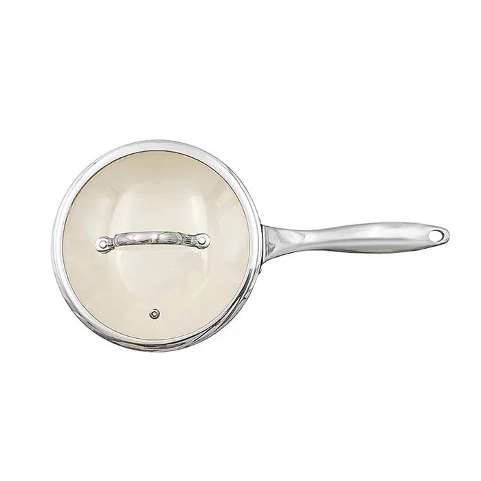 Cast iron enamel milk pan with stainless steel handle glass lid with DHL Fedex 5-15 day shipping period