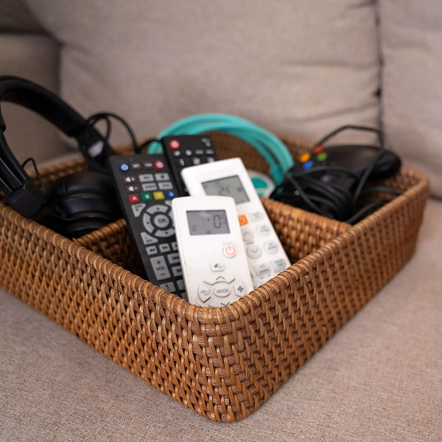 Handwoven Rectangle Square Hanging Baskets Trays Seagrass Rattan Round Storage Baskets Serving Trays