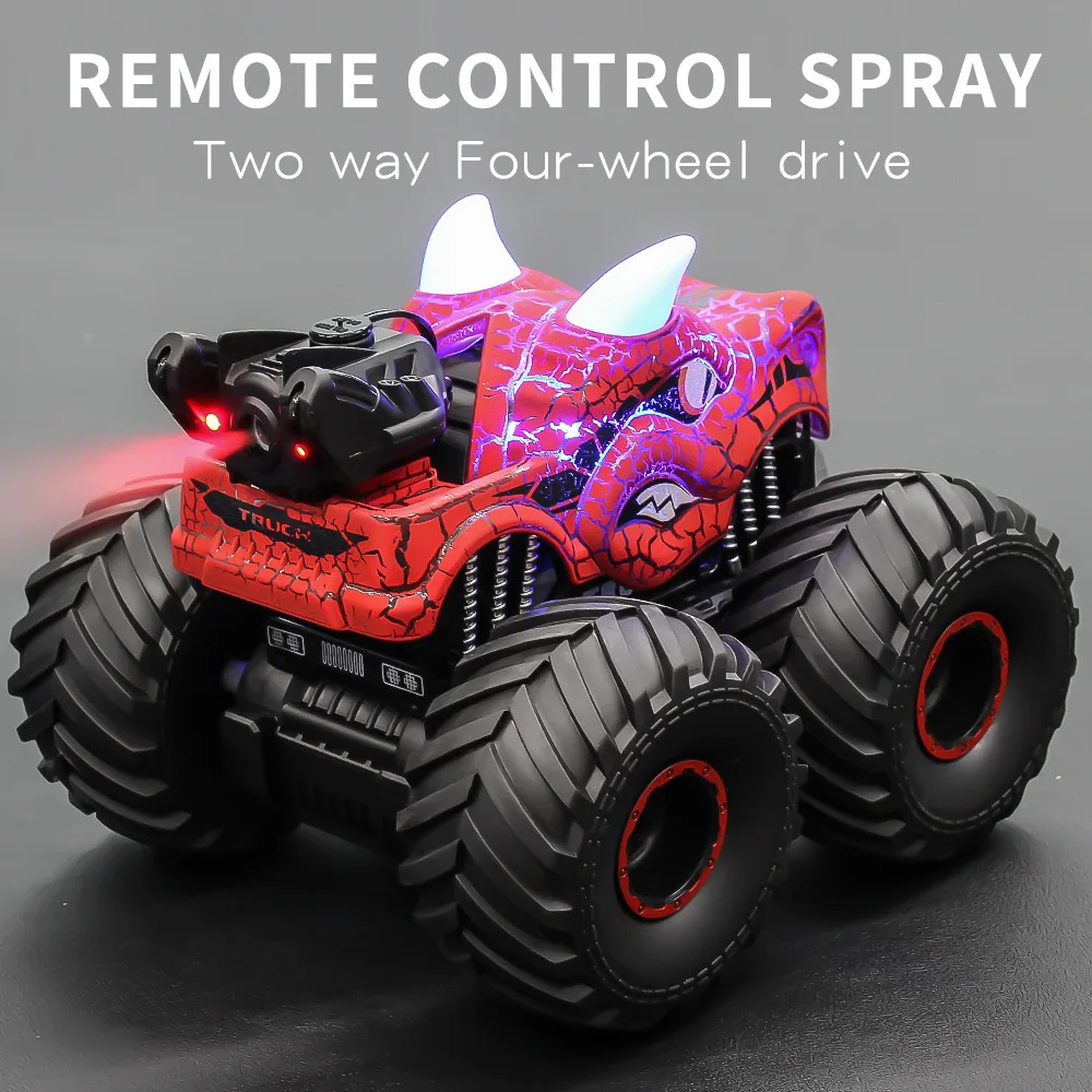 2.4G Radio Remote Control Simulation Dinosaur Lights Sounds Off-road Truck Stunt RC Racing Car Toys for Kids
