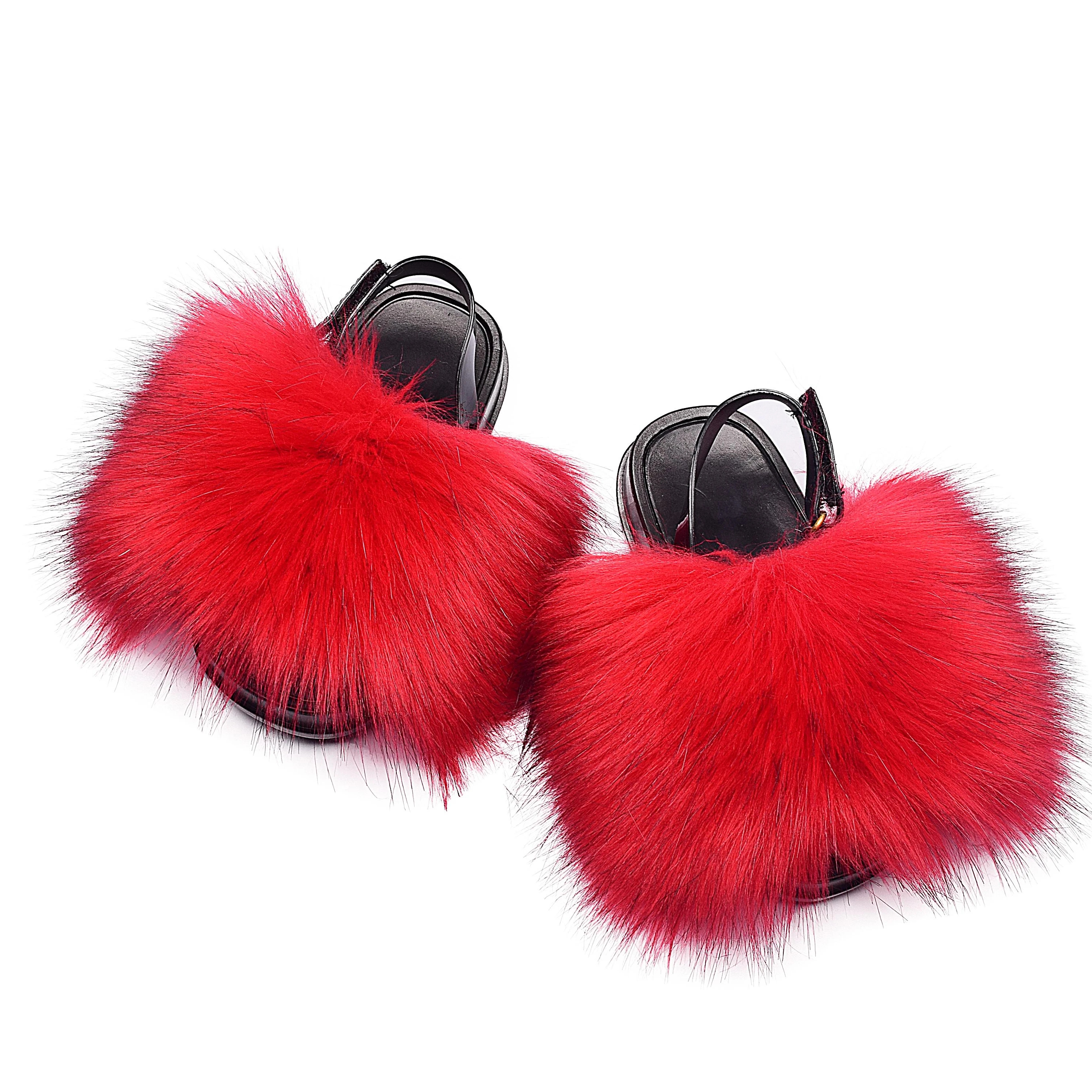 
Super Soft Fox ChildrenFur Multicolor Genuine Fur Slippers Kids Fur Slides 