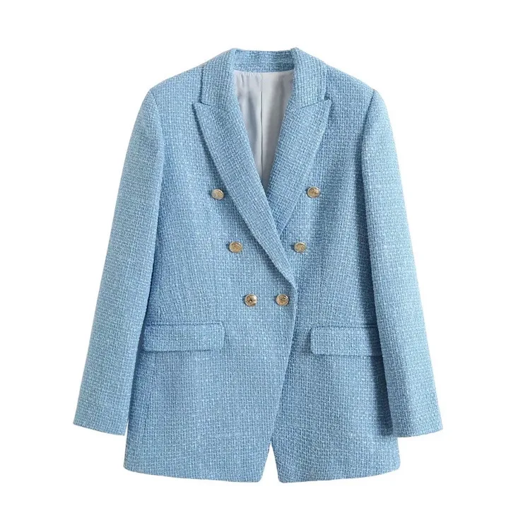 custom design  women  coat casual light blue jacket  elegant ladies suit