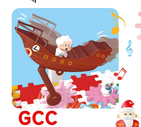 Educational Puzzle diy STEM christmas santa brick set toy 57pcs Motorized Spinning Gears Building Blocks Toys