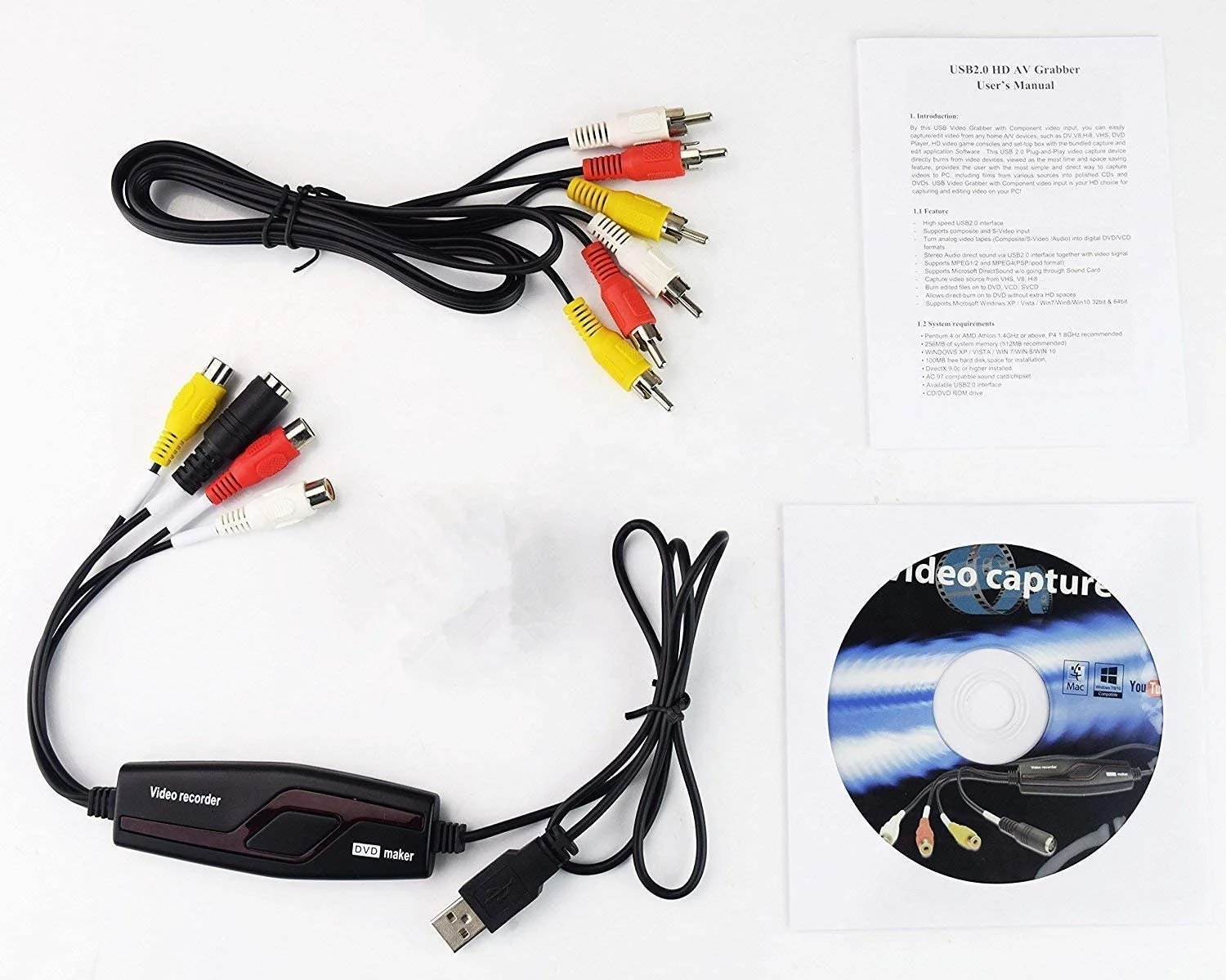 
Hot sale USB Video grabber DVD maker VHS to digital file recorder analog to digital converter 