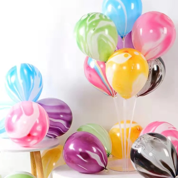 Hot Selling 12 Inch Agate Marble Pattern Latex Balloon Without Stand for Wedding Room Decoration