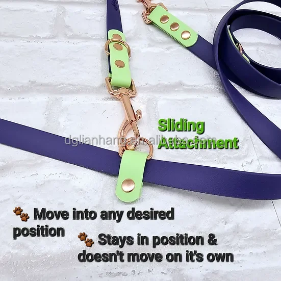Making it easier to jog hike or walk PVC dog leash with the moveable D-Ring perfectly adjusted for any height and body shape