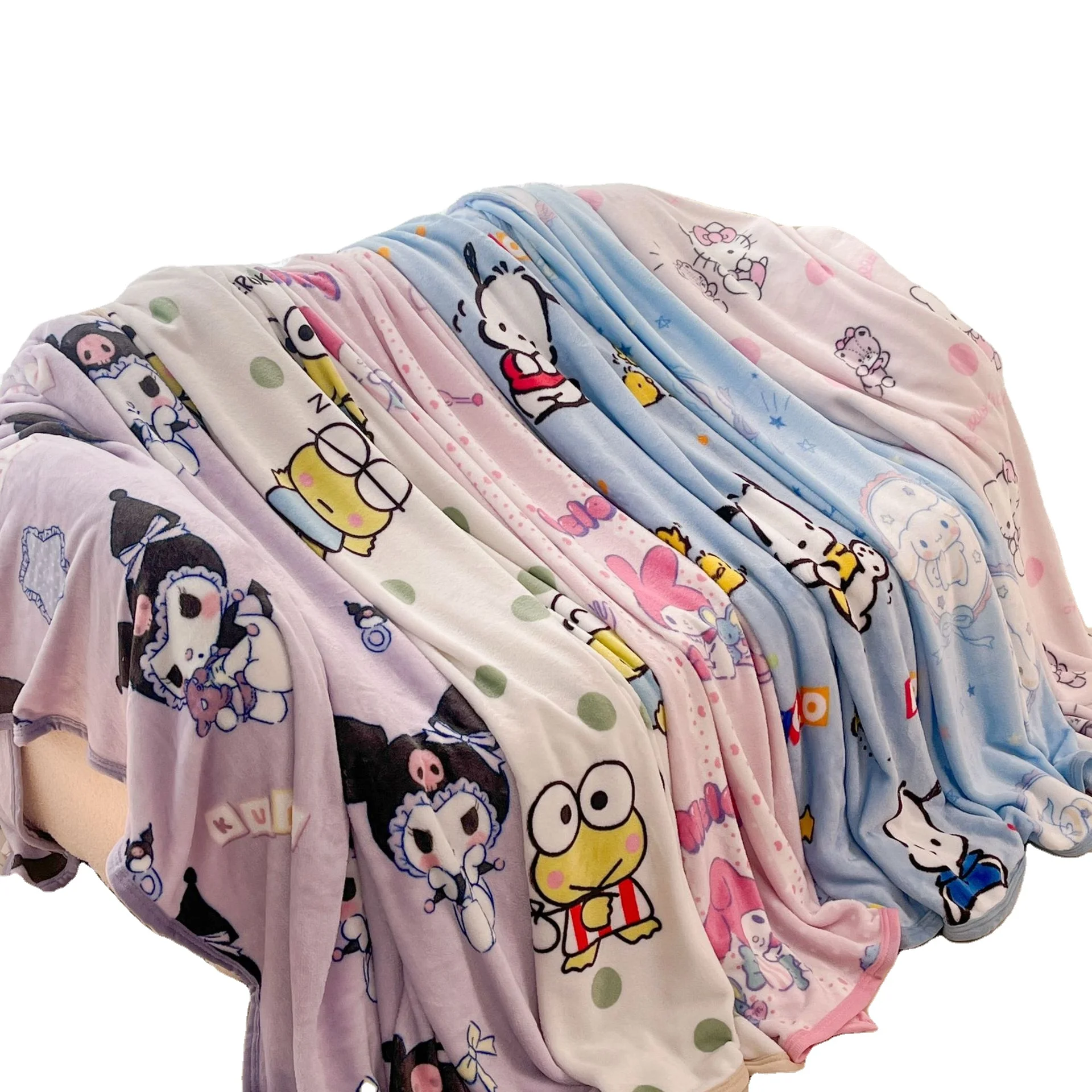 DAHOUFA278 Plush Kid Blanket Soft Fluffy Kt Travel Car Portable Cartoon Warm Throw Quilt Winter Warm Blanket Sofa Bedroom Gift