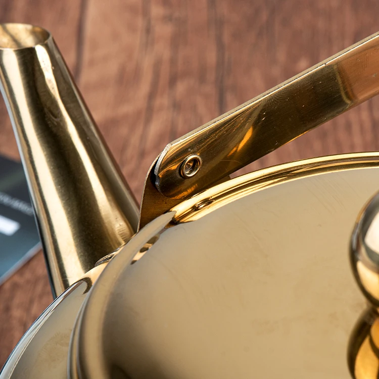 Mirror Polished 2L 3L 4L All Metal Gold Stainless Steel Whistling Kettle Water Tea Pot Kettle