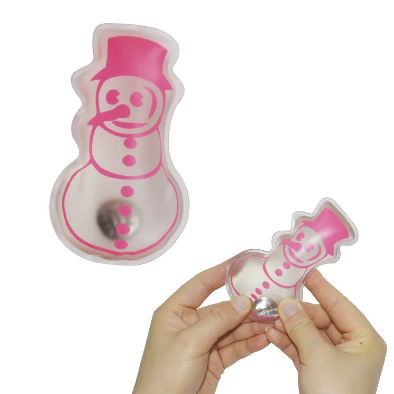 Transparent PVC Produced Portable Reusable Customized Snowman Heat Pad Instant Heat Pack Metal Hand Warmer