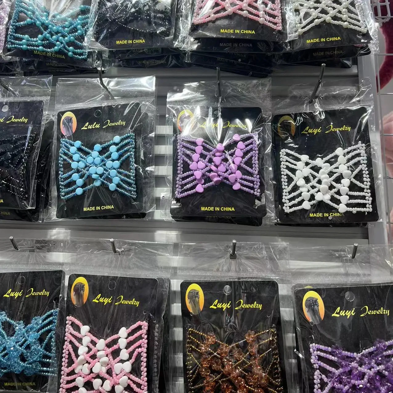 MYLULU Multi color Twist Double Combs Hair Clip Magic Hair Combs Flower shape Beaded Hair Accessories For Girl