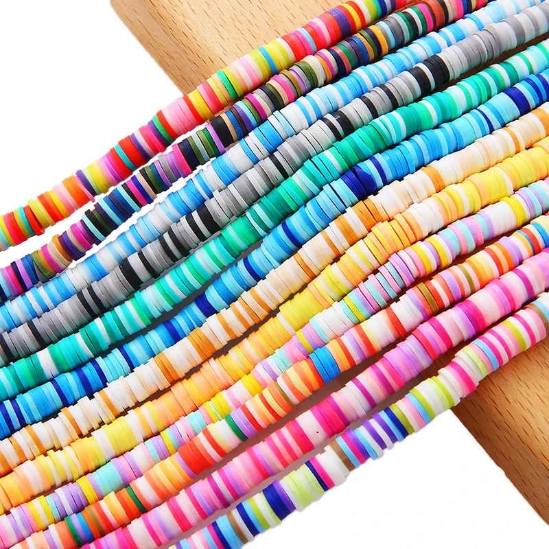  350Pcs 6mm Flat Round Color Polymer Clay Beads Slices for Girls Bracelet Making Diy Necklace&Earrings Accessories