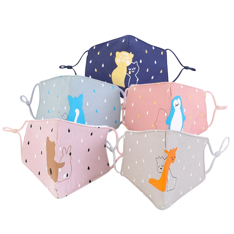 Уличный дышащий хлопковый моющийся тканевый чехол для лица для детей