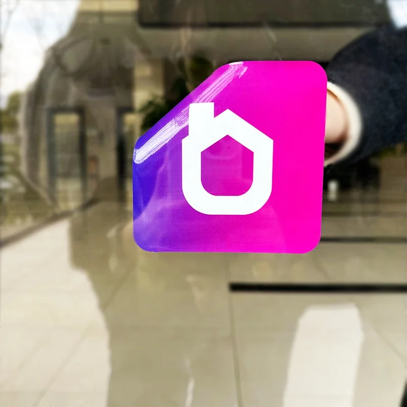 Custom Logo Printing Waterproof Self Adhesive PVC Vinyl Stickers Exhibition Office No Glue Cling Glass Window Static Stickers